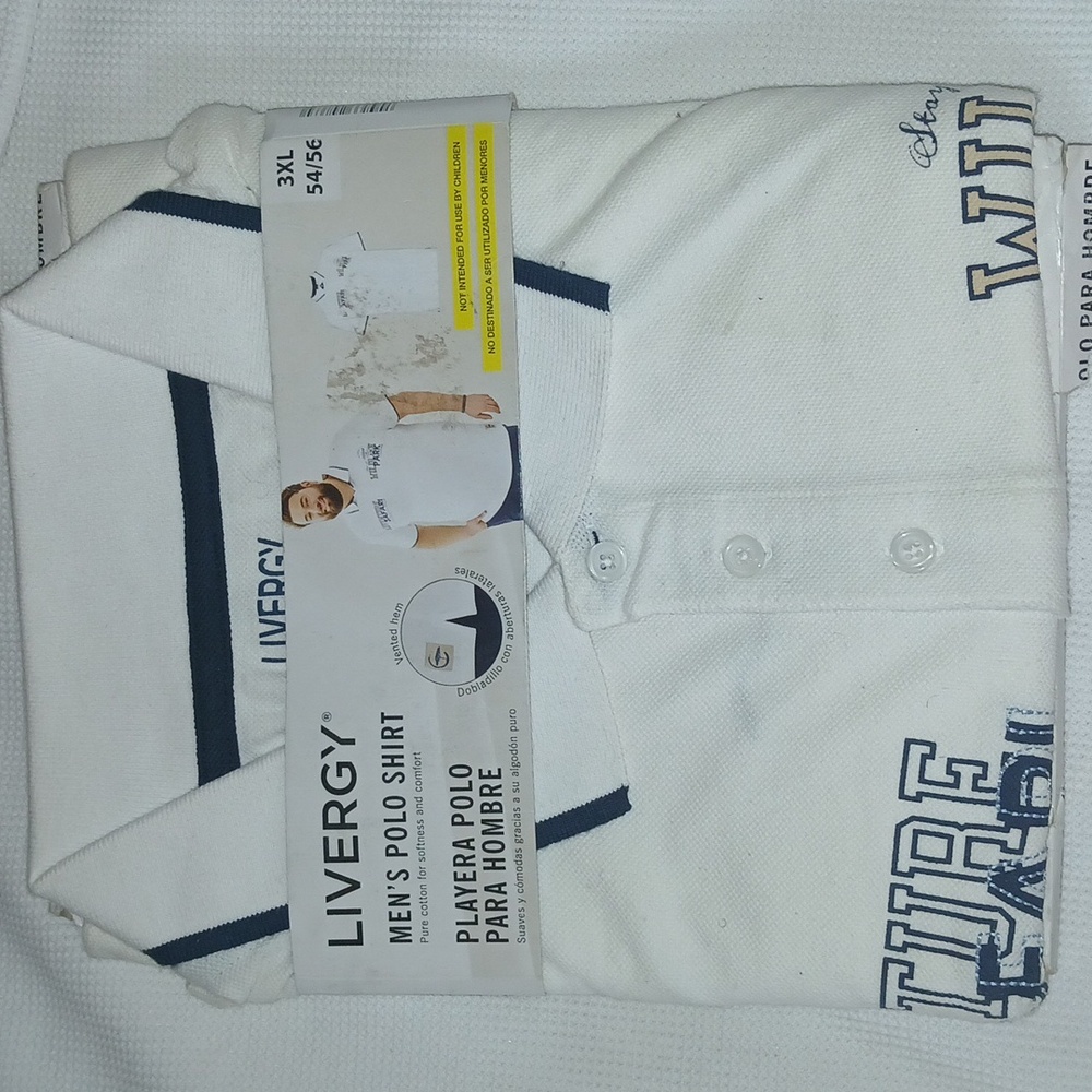 LIVERGY Men CLASSIC White Blue POLO SHIRT Shortsleeves Size 3XL NWT
